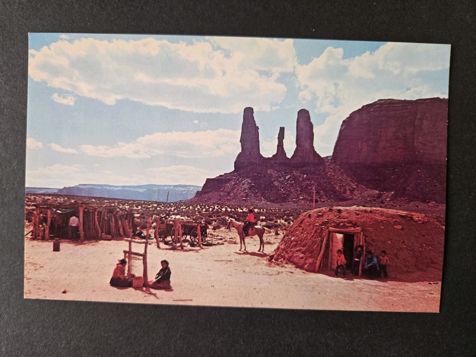 Three Sisters Monument Valley Arizona Utah Navajo Hogan Vintage Postcard Three Sisters Monument Valley Arizona Utah Navajo Hogan Vintage Postcard