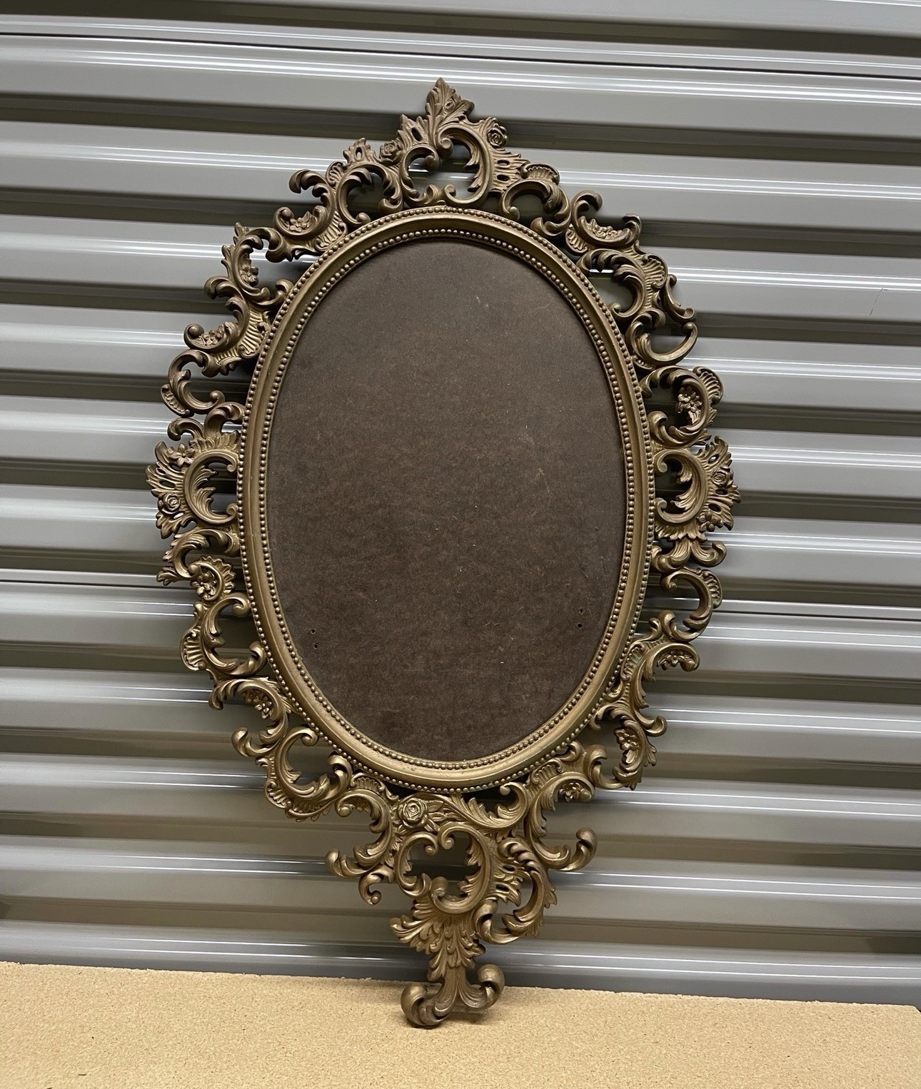 Antique Vintage Victorian Filigree Ornate Brass Oval Frame