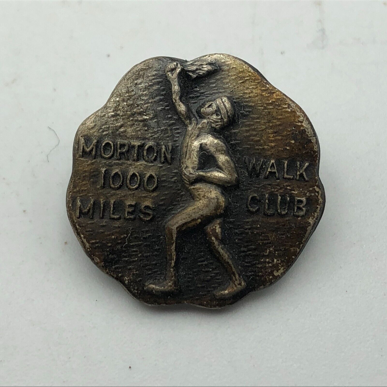Deco Vtg Antique Morton 1000 Mile Walk Club Award Lapel Pin American Badge R9