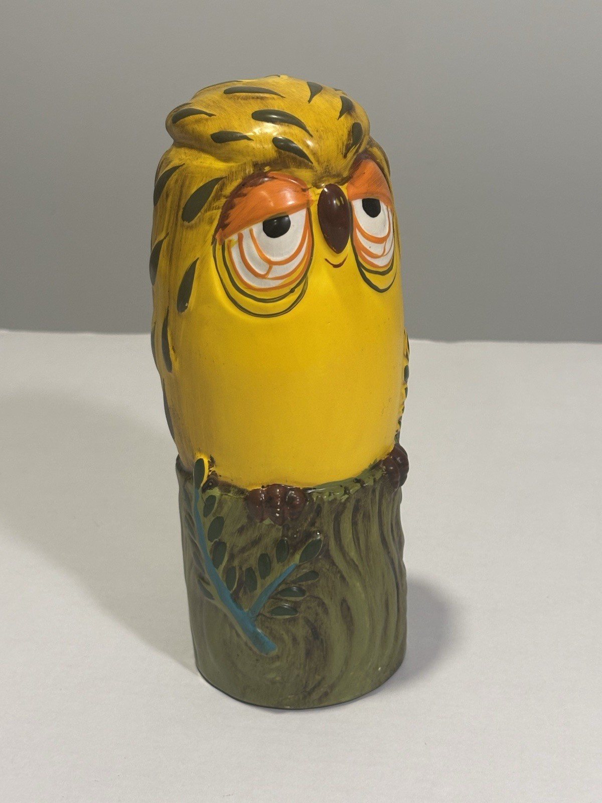 Vintage 1970s Takahashi San Francisco Ceramic Yellow Owl Hairspray/Vanity Cover Vintage 1970s Takahashi San Francisco Ceramic Yellow Owl Hairspray/Vanity Cover