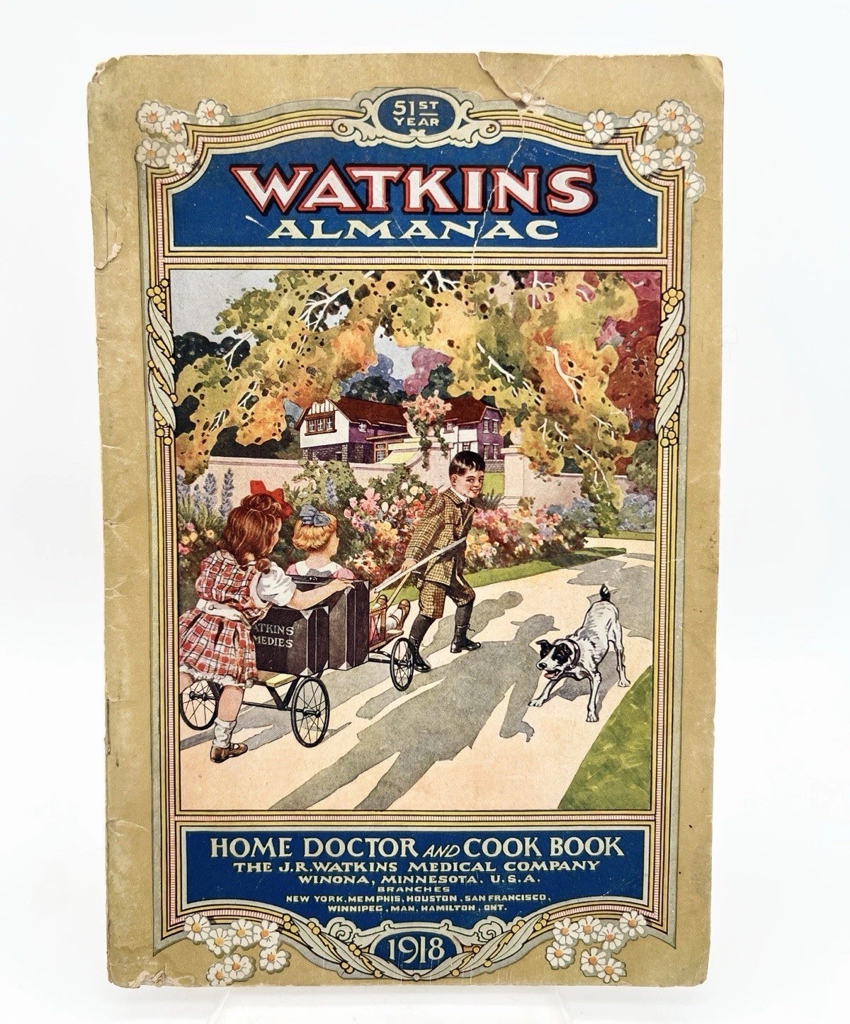 Antique 1918 Watkins Almanac Home Doctor Cookbook Calendar Ripon Wisconsin