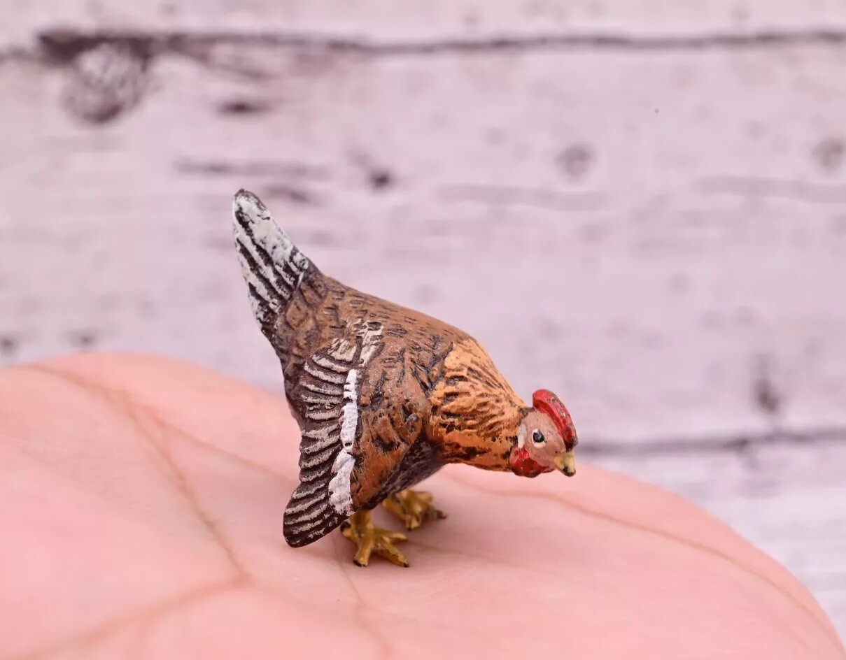 Unusual Antique Austrian Vienna Cold Painted Bronze Figure of Miniature Hen