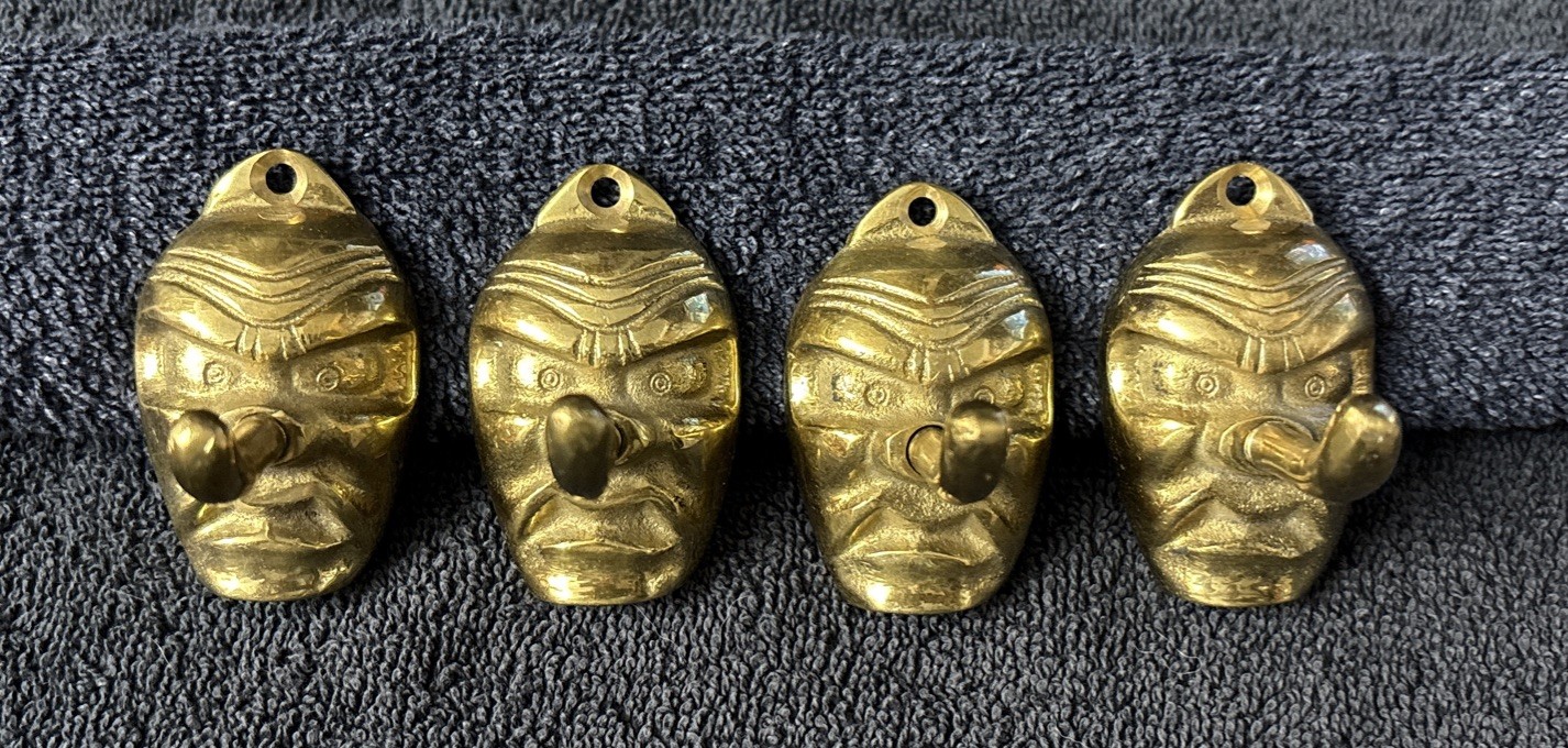 Japanese Tengu Long Nose Mask Brass Hook Theater Demon Kabuki Vintage Hong Kong