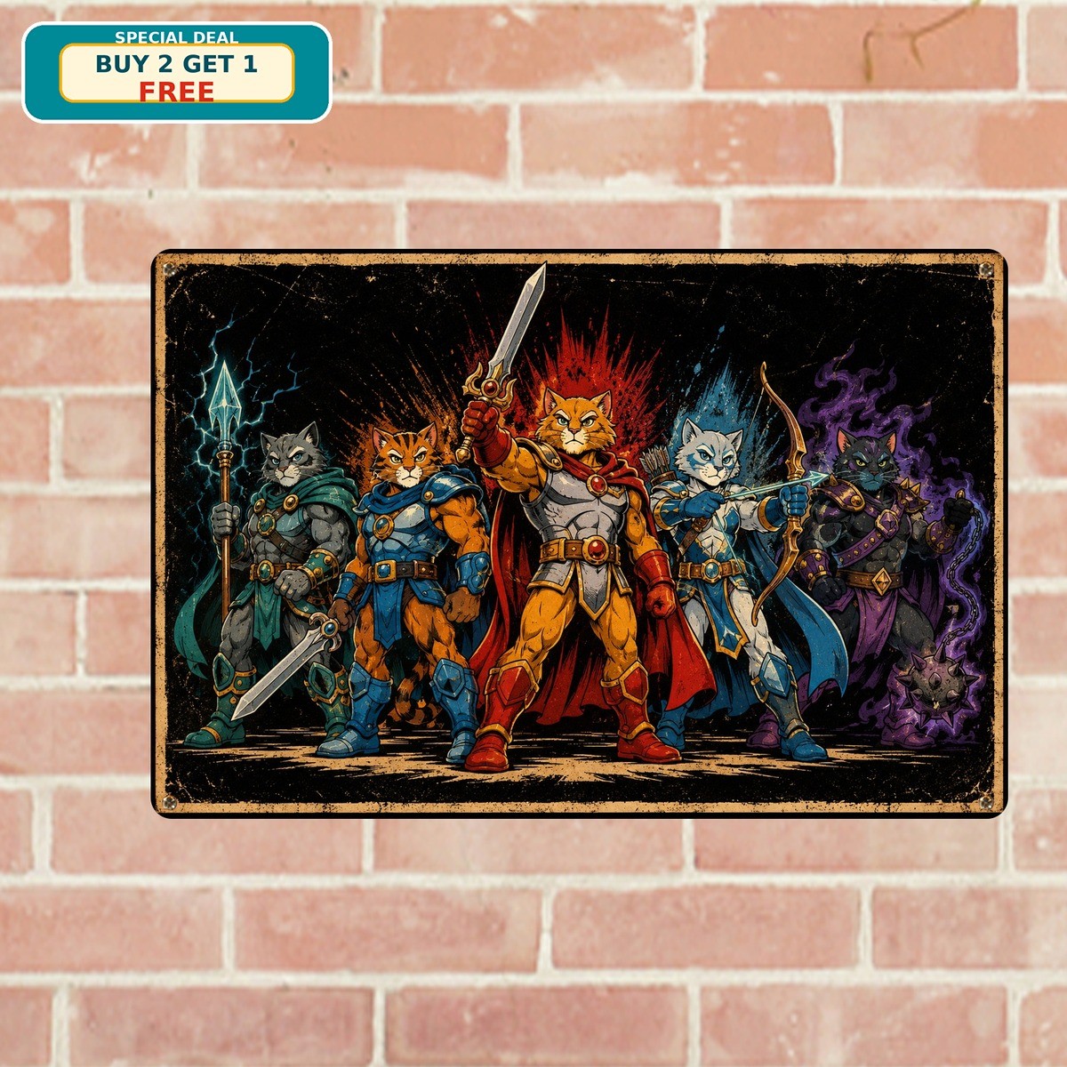 Classic Retro Thunder Cat Logo Metal Tin Sign Man Cave Garage Wall Decor 8x12