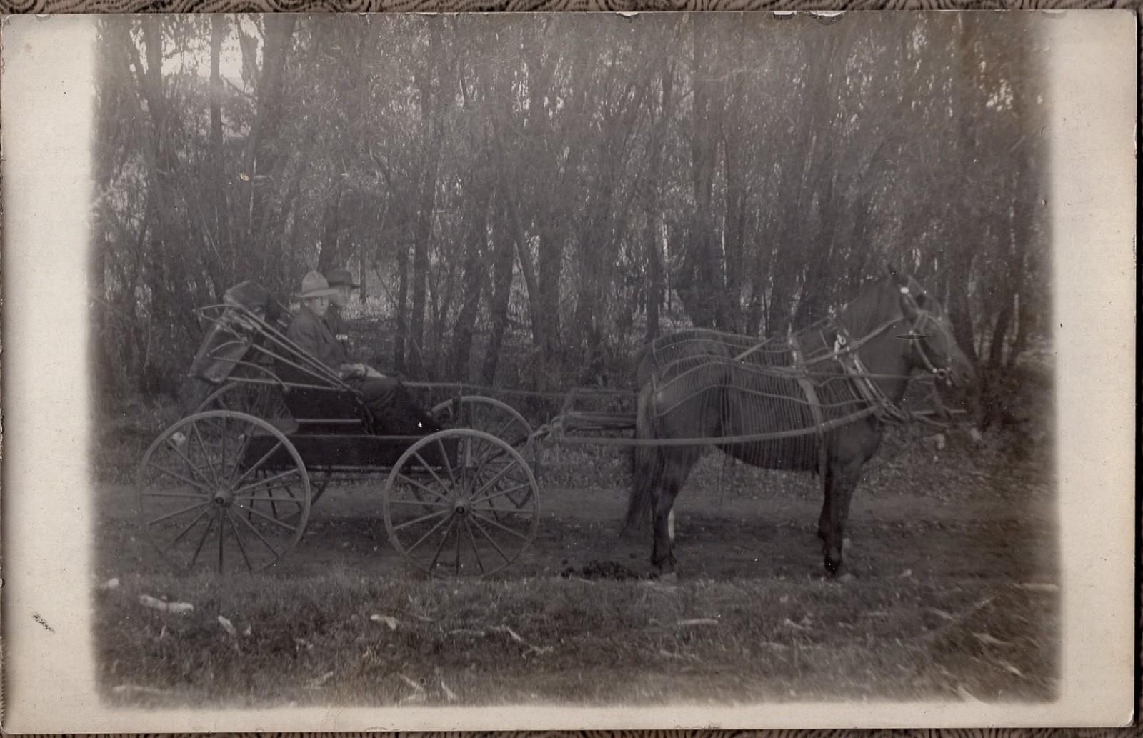 Vintage Two Guys Riding a Wagon Texas Real Photo Postcard Vintage Two Guys Riding a Wagon Texas Real Photo Postcard