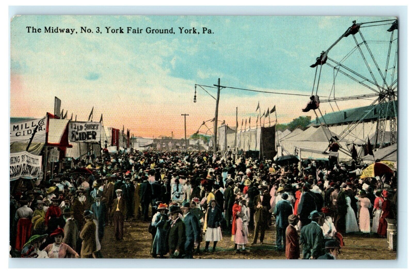 Midway No. 3 York Fair Ground Pennsylvania Farris Wheel Vintage Antique Postcard Midway No. 3 York Fair Ground Pennsylvania Farris Wheel Vintage Antique Postcard