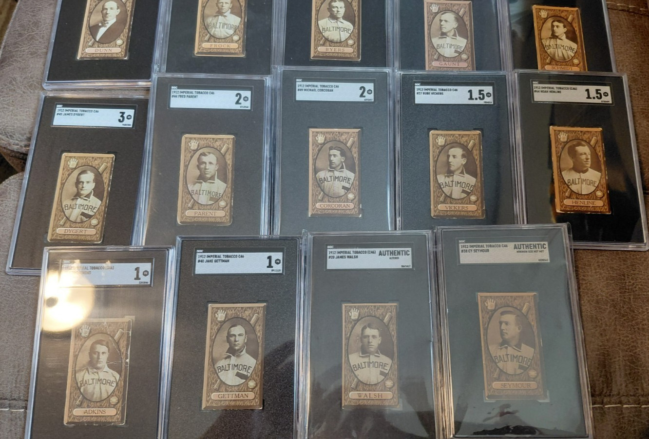 1912 C46 IMPERIAL TOBACCO COMPLETE RARE BALTIMORE TEAM SET SGC GRADED 1912 C46 IMPERIAL TOBACCO COMPLETE RARE BALTIMORE TEAM SET SGC GRADED
