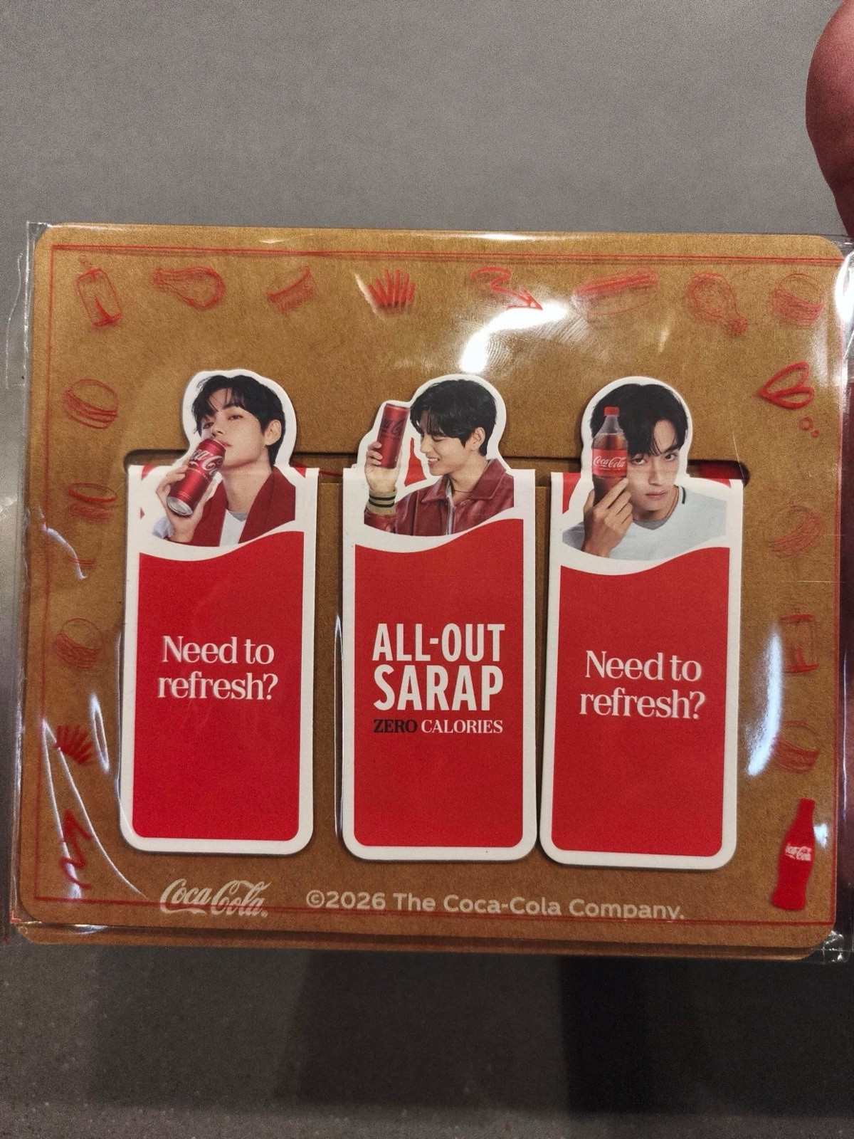BTS V Kim Taehyung Jollibee Coca Cola 2026 (1x Notepad + 3x Magnetic Bookmarks)