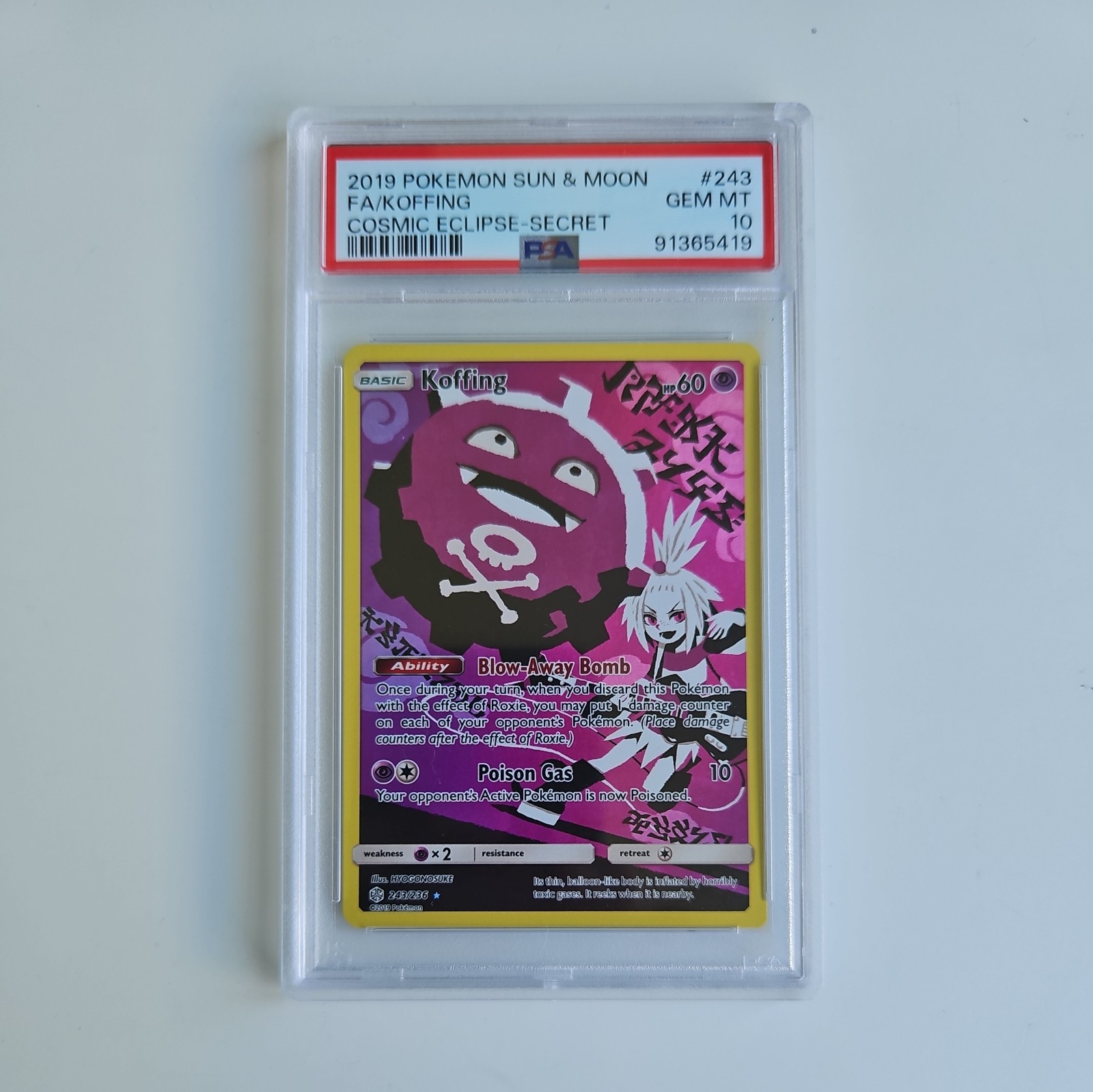 Koffing 243/236 Sun & Moon Cosmic Eclipse Secret Rare PSA 10 GEM MT Pokemon Card