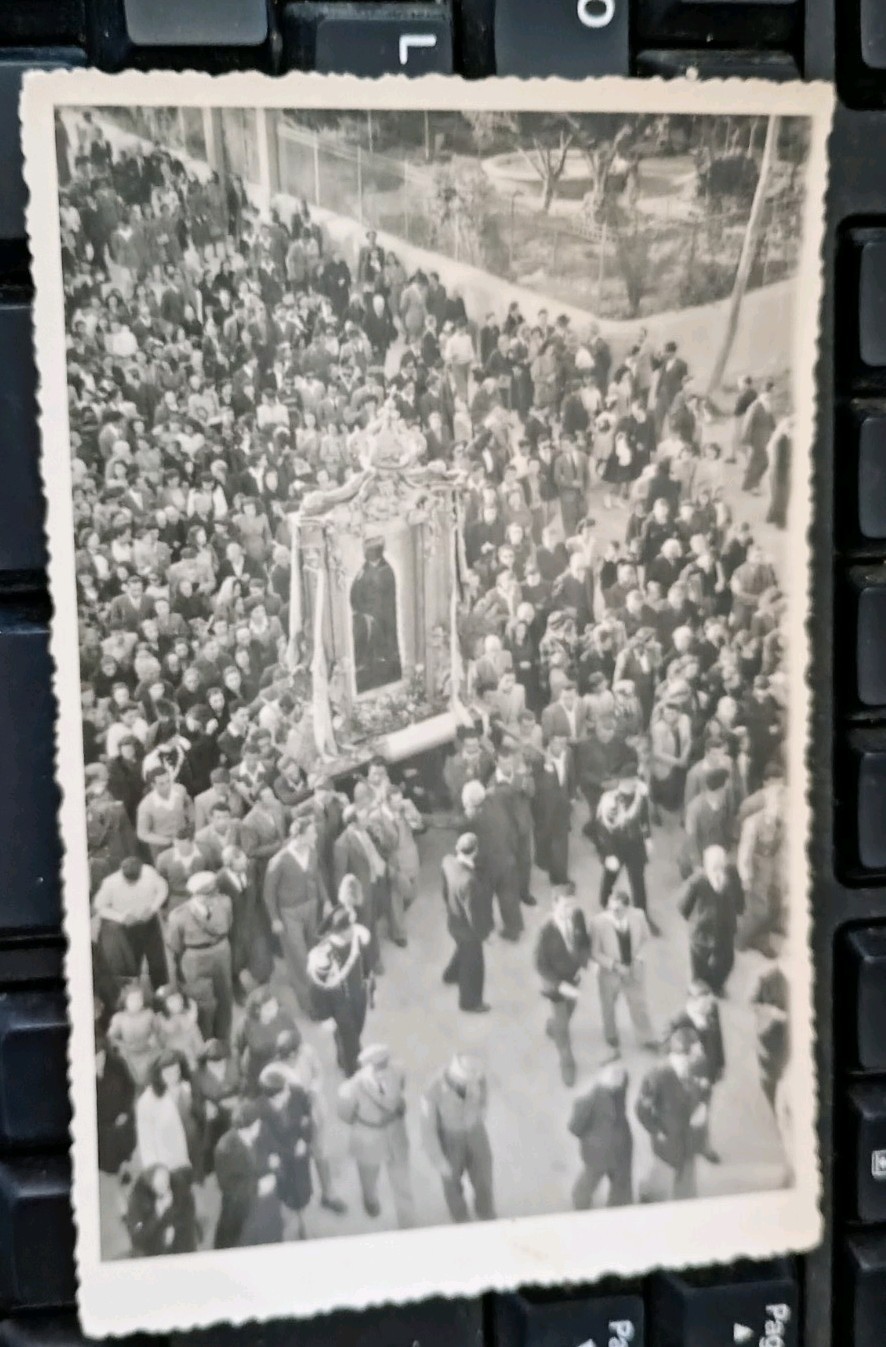 photo postcard procession Madonna black of tindari carabinie prov. messina 1942