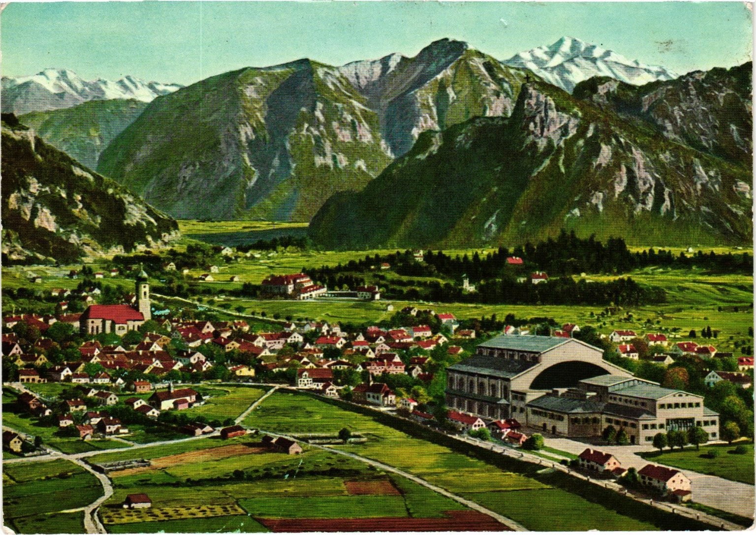 Oberammergau Panoramic Postcard Kofel Noth Bavaria Germany Vintage Oberammergau Panoramic Postcard Kofel Noth Bavaria Germany Vintage