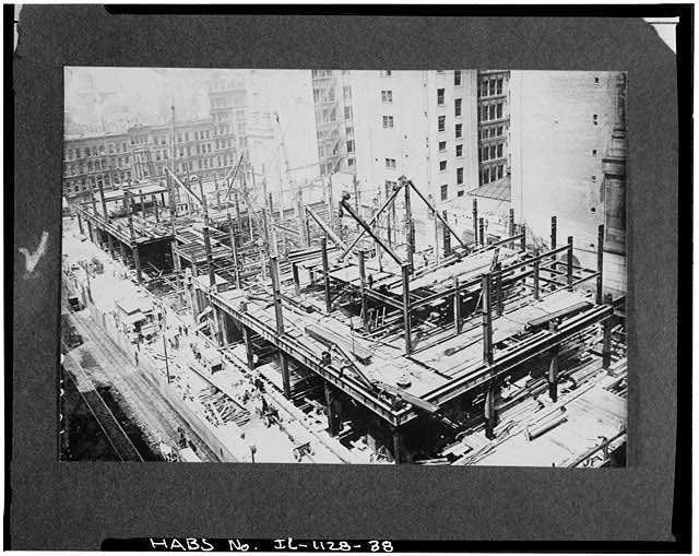 Chicago IL City Hall Construction 1910s Elevated View First Second Floors