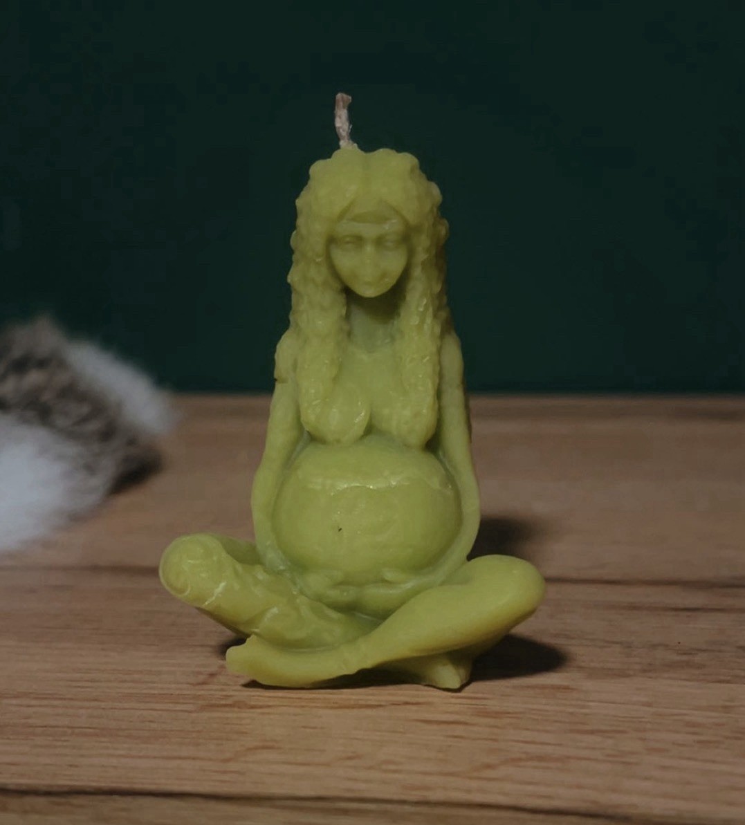 Gaia Mother Earth Goddess Pregnancy Fertility Nature Beeswax Pillar Candle 🌎
