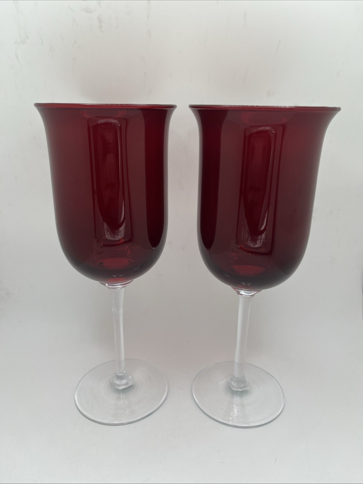 2 VTG PartyLite Ruby Red Glass 9\ 2 VTG PartyLite Ruby Red Glass 9\