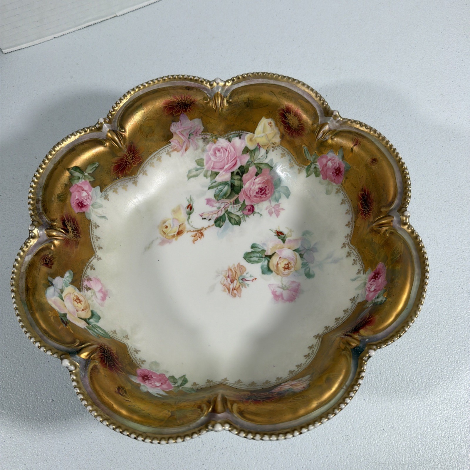Beautiful Antique RS PRUSSIA Flower Rose Bowl ca.1870-1918 Large 11 Beautiful Antique RS PRUSSIA Flower Rose Bowl ca.1870-1918 Large 11
