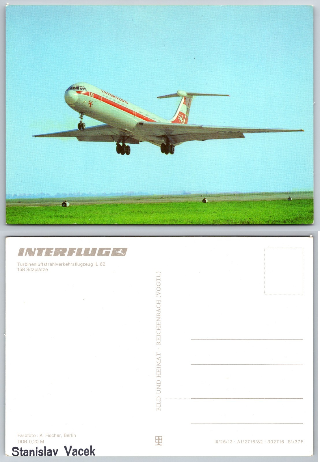 Continental Interflug Airplane Postcard Continental Interflug Airplane Postcard