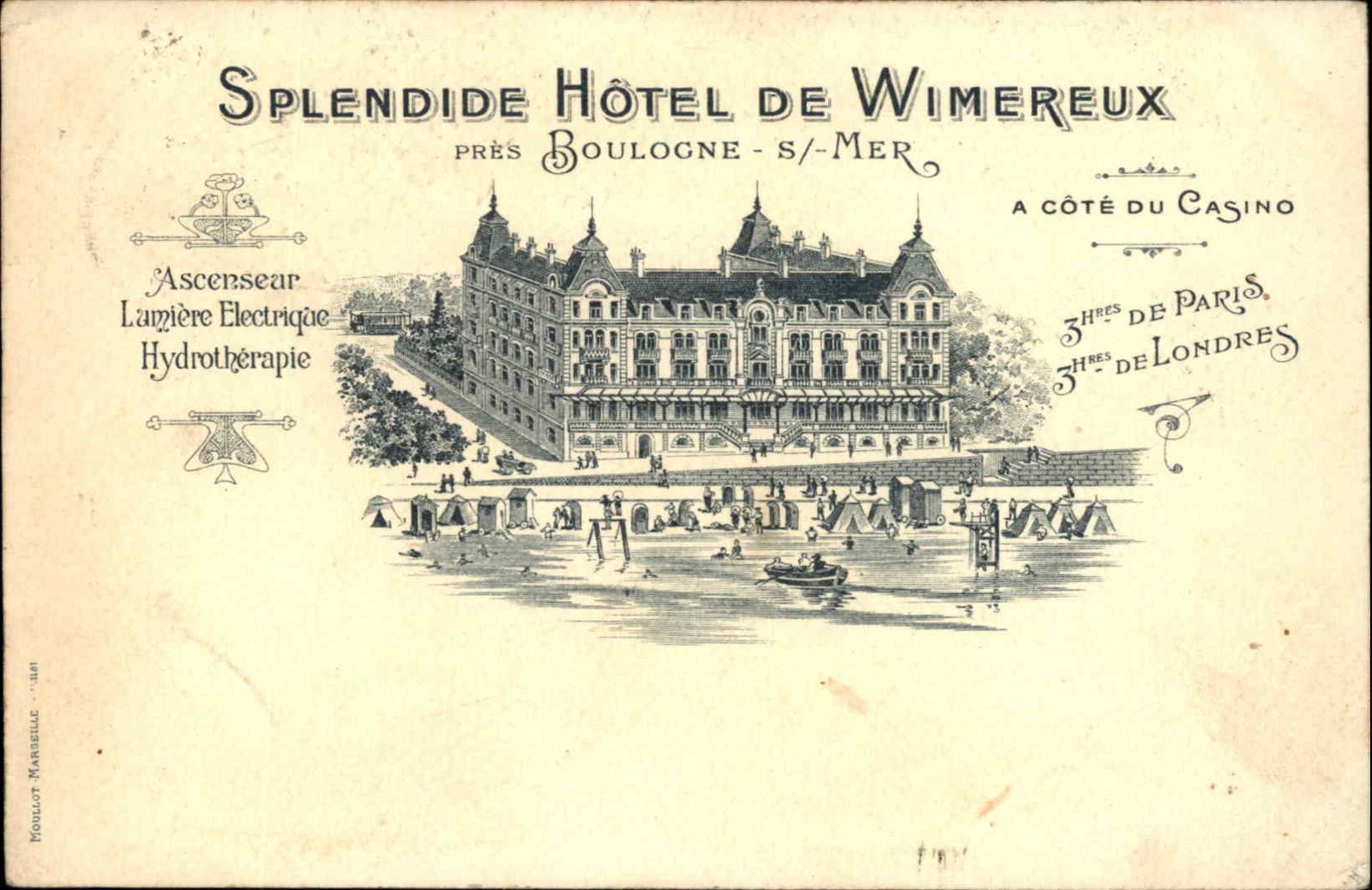 BOULOGNE SUR MER FRANCE Splendide Hotel de Wimereux Antique Postcard BOULOGNE SUR MER FRANCE Splendide Hotel de Wimereux Antique Postcard
