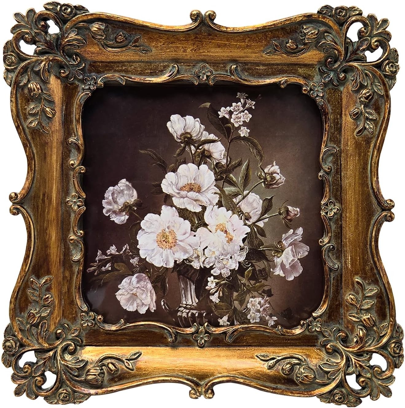 4x4 Small Vintage Picture Frame, Antique Bronze Gold Ornate Square Photo Frame.. 4x4 Small Vintage Picture Frame, Antique Bronze Gold Ornate Square Photo Frame..