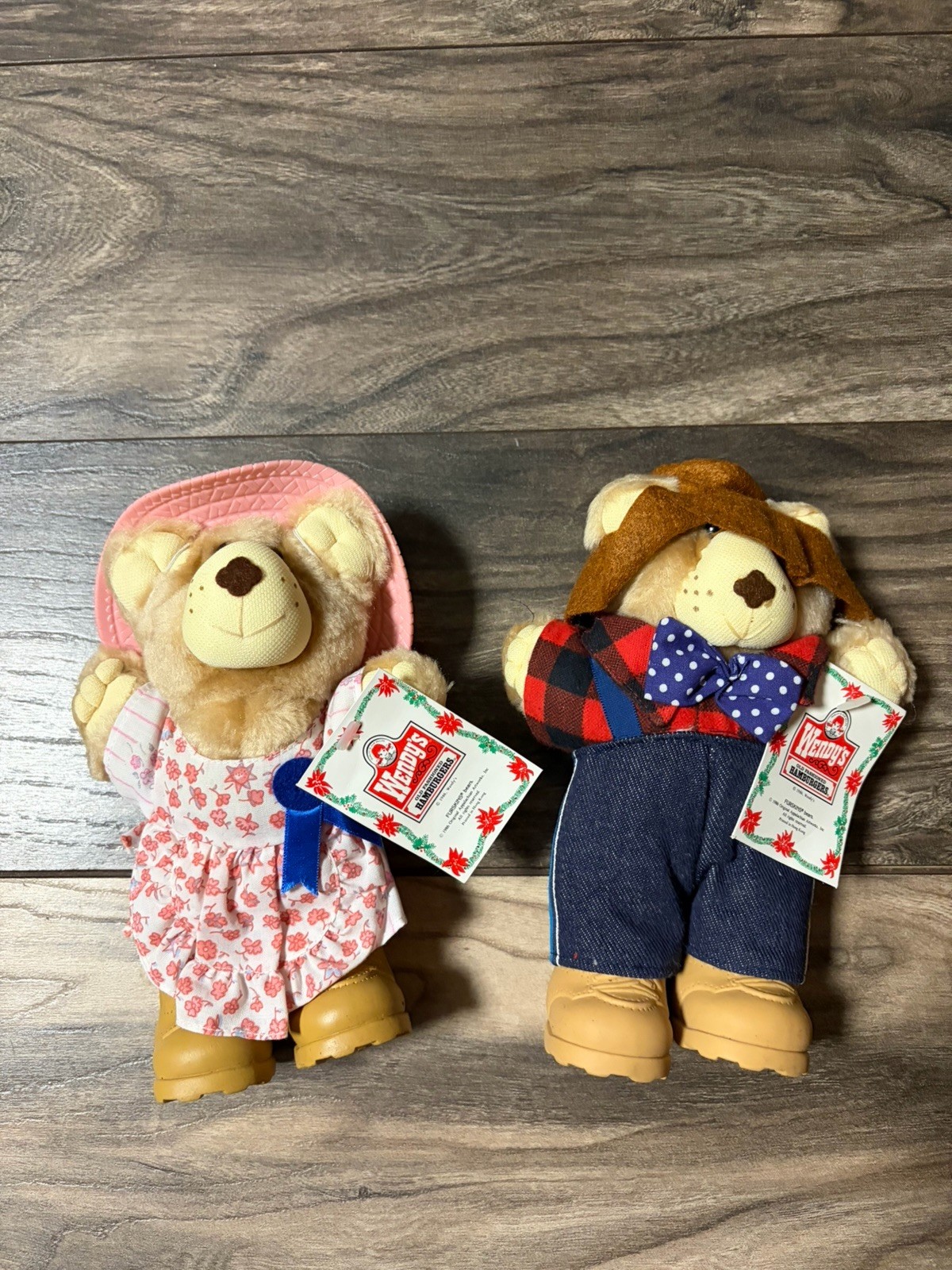 Vintage 1986 Wendys Furskins Bears Lot Of Two (2)