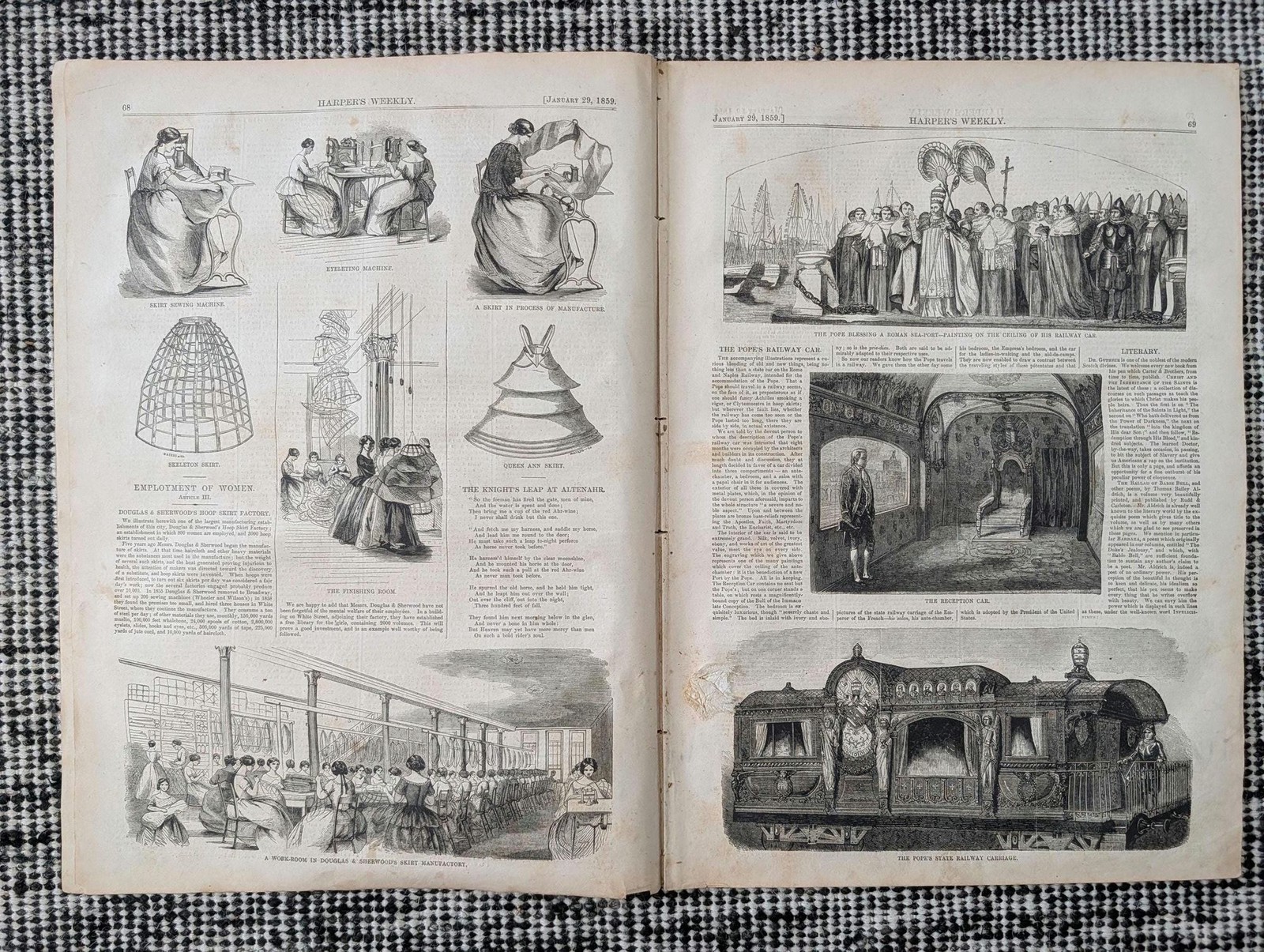 1859 Women Workers Skirt Factory, Black Cubans, Popes Railway Car — Jan 29