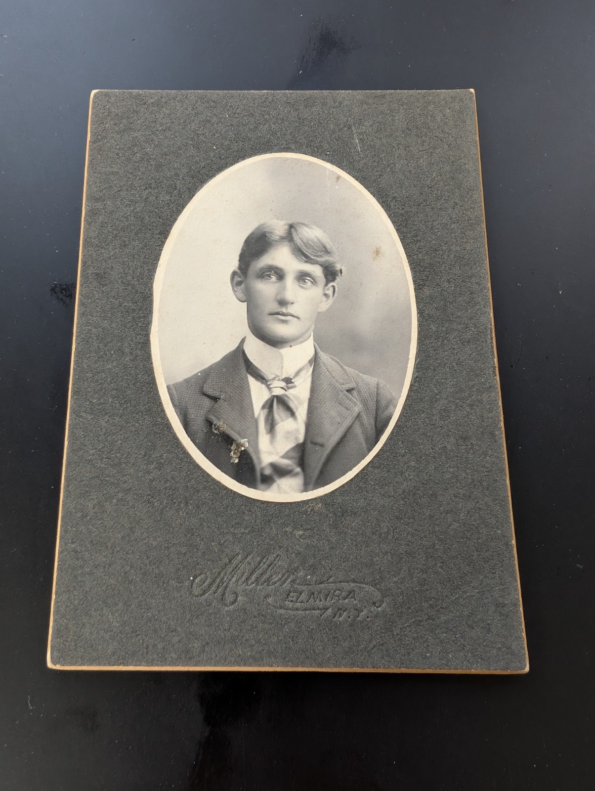 1898\'s OVAL WINDOW Card Mount 3x4 1/4ish- Good Looking Man-from Miller Elmira NY 1898\'s OVAL WINDOW Card Mount 3x4 1/4ish- Good Looking Man-from Miller Elmira NY