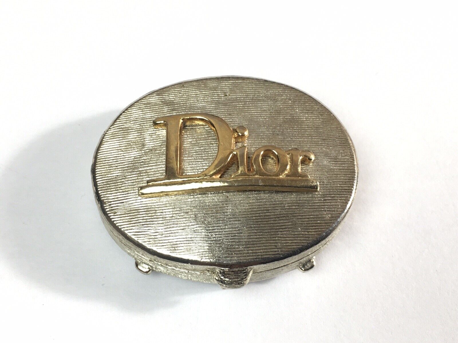 Vintage Christian Dior Miss Dior Solid Perfume Compact Silver Gold Tone HTF