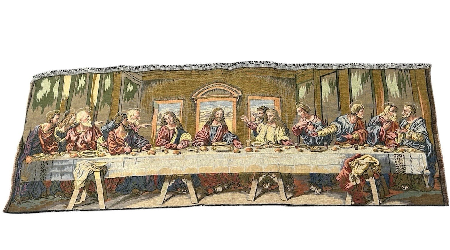 Vintage Italian Arazzo Woven Tapestry,  The Last Supper – Jacquard Like Textile