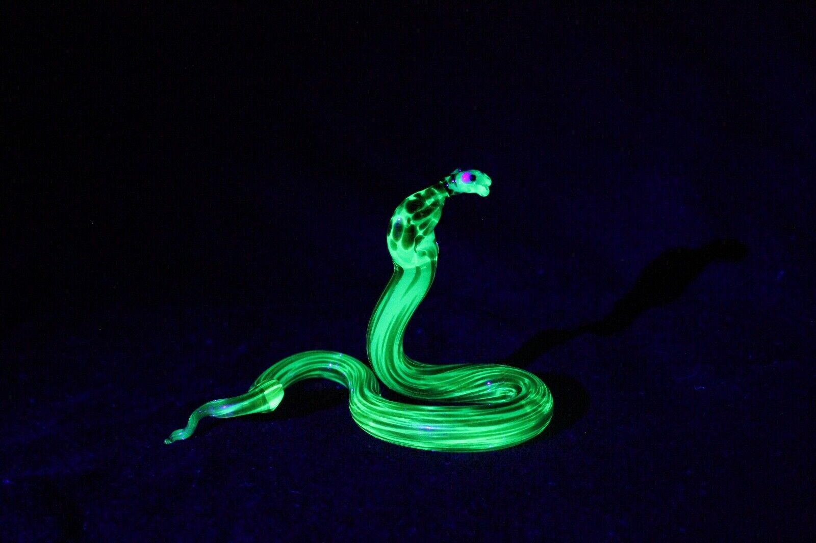 Uranium Glass Cobra Uranium Vaseline Glass Figurine Cobra  Glass UV Snake Glass