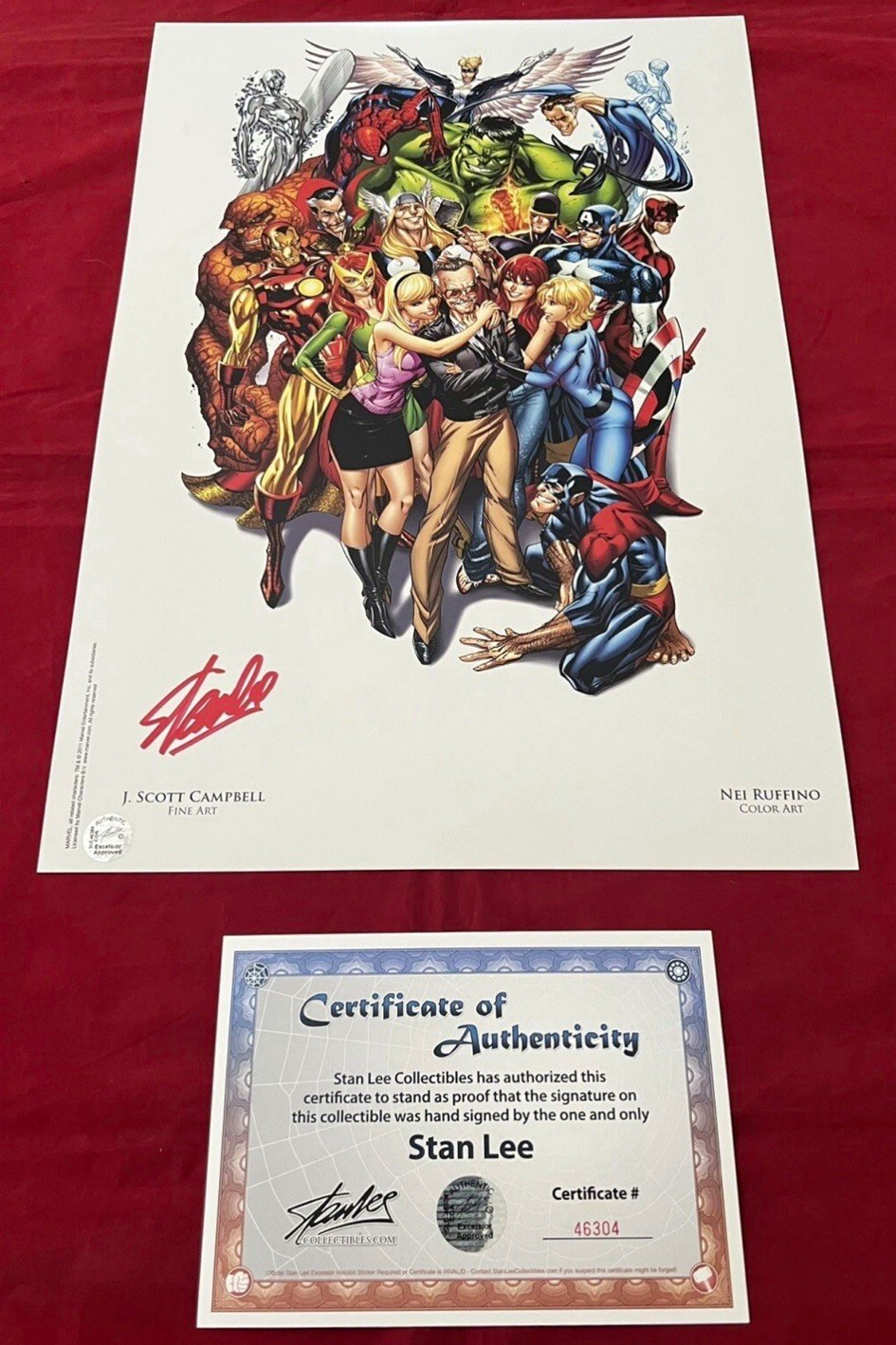 Stan Lee Collectibles Stan Lee Signed Marvel Poster COA J. Scott Campbell Stan Lee Collectibles Stan Lee Signed Marvel Poster COA J. Scott Campbell