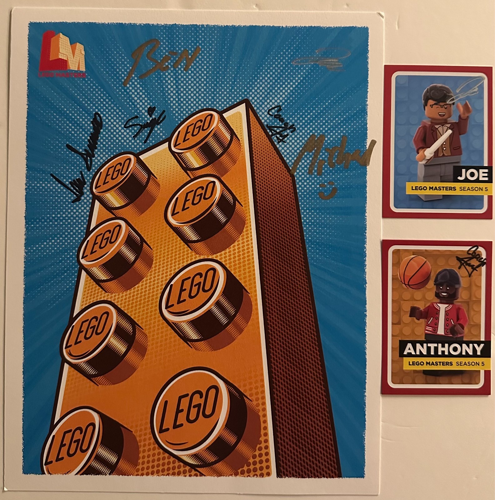 SDCC 2025 Exclusive LEGO Masters Season 5 Builder Cast Signed Print w/cards auto