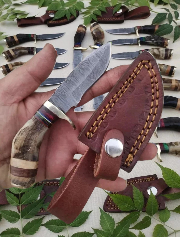 Lot of 20 6 Inch Handmade Damascus Steel Skinner Knives Ram Horn Lot of 20 6 Inch Handmade Damascus Steel Skinner Knives Ram Horn