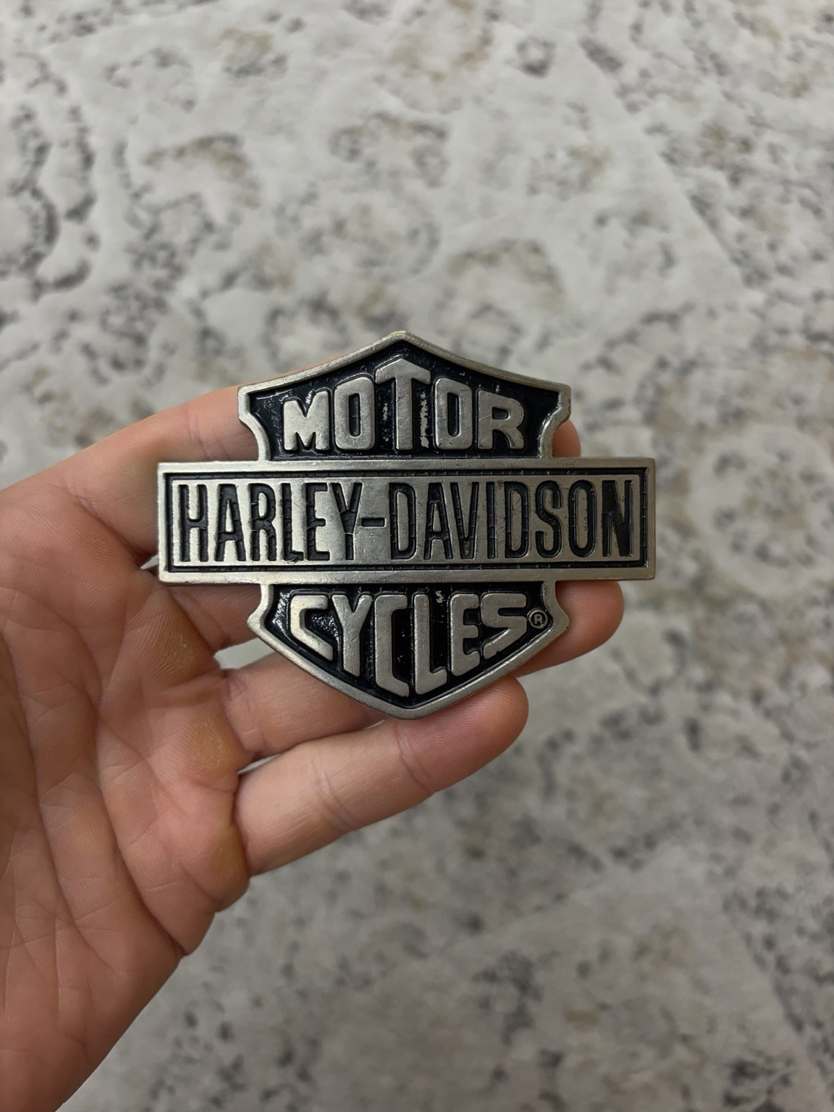 Vintage Baron Harley Davidson Solid Brass belt buckle 1988