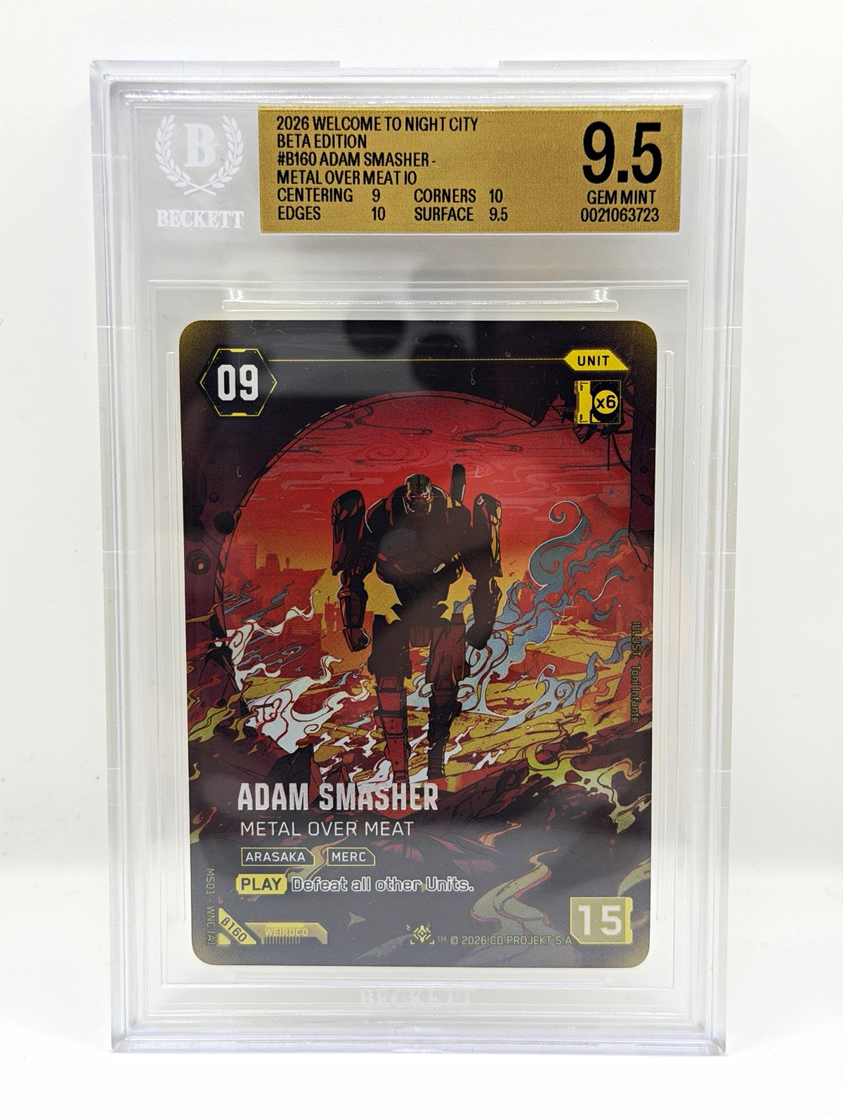 Cyberpunk TCG Beta #160 Adam Smasher Beckett 9.5 GEM MINT - LOW POP