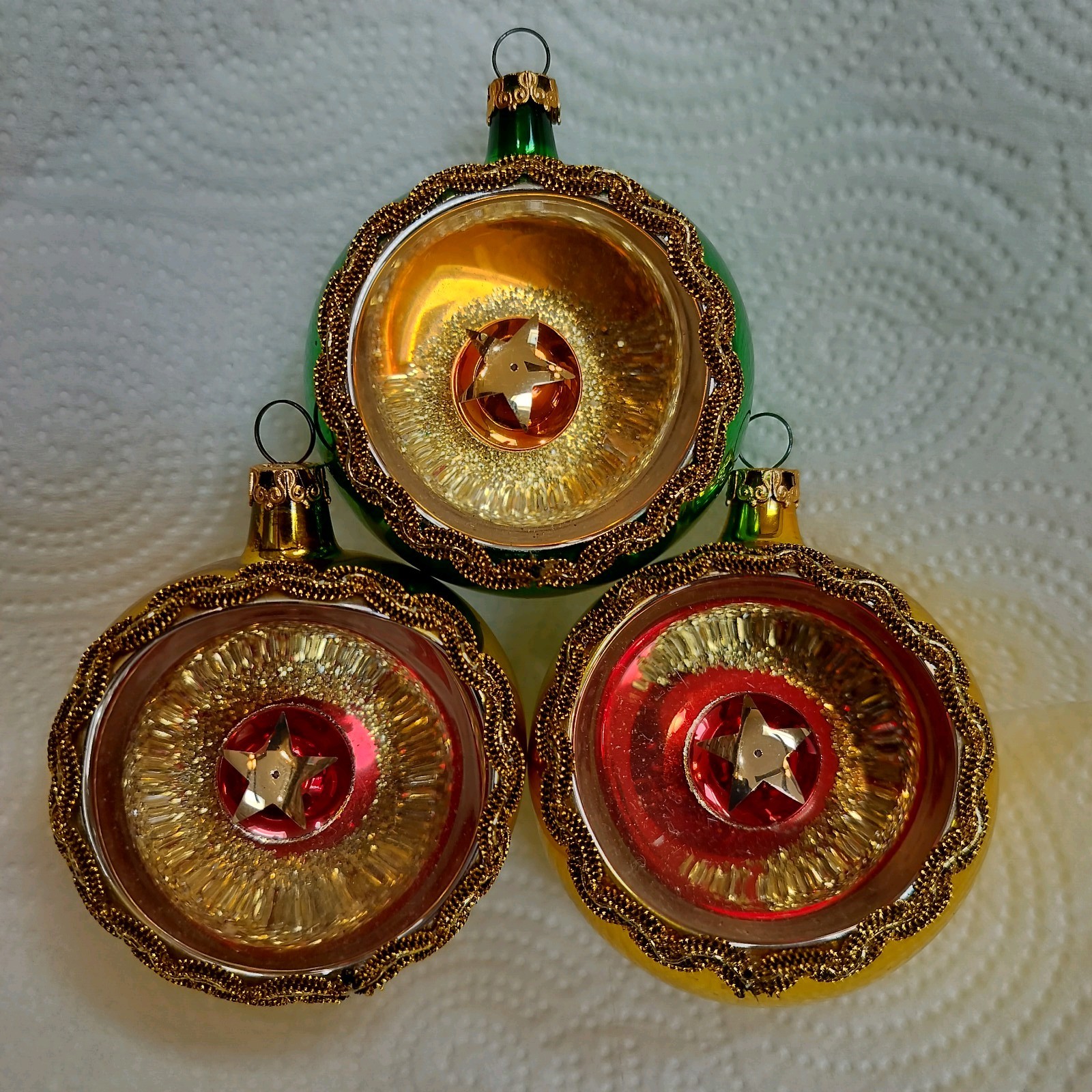 Vintage Kaleidoscope West German Christmas Ornaments 3\