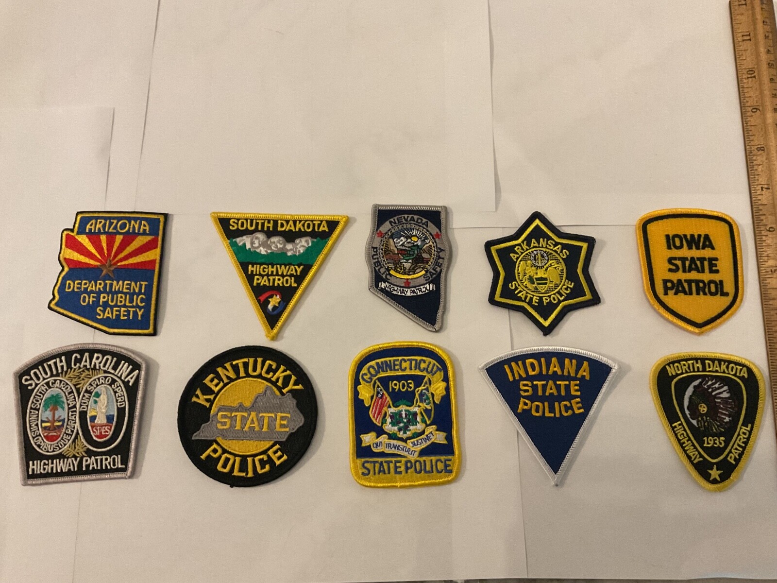State Law Enforcement patches All different 10 piece set. All new.Hat Size Patch State Law Enforcement patches All different 10 piece set. All new.Hat Size Patch