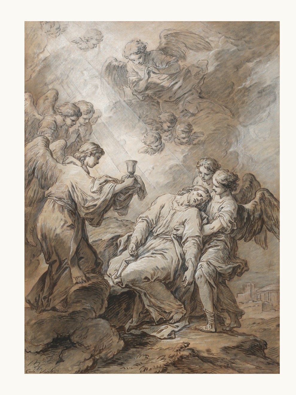 Agony in the Garden, Christ with Angels 11x14 Catholic painting print