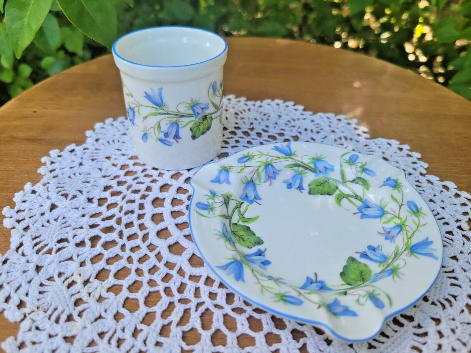 Shelley Ashtray & Cigarette Holder/Jam Jar~Fine Bone China~Harebelle #15930