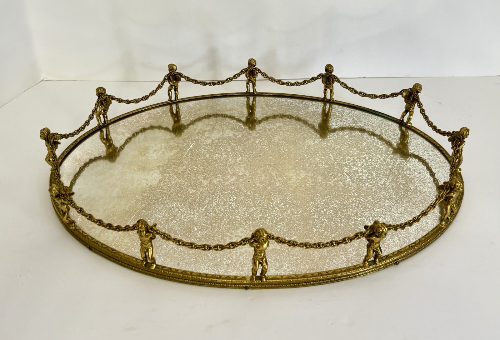 Vintage Globe 24k Plated Cherub/Putti Vanity/ Dresser Mirror Tray Vintage Globe 24k Plated Cherub/Putti Vanity/ Dresser Mirror Tray