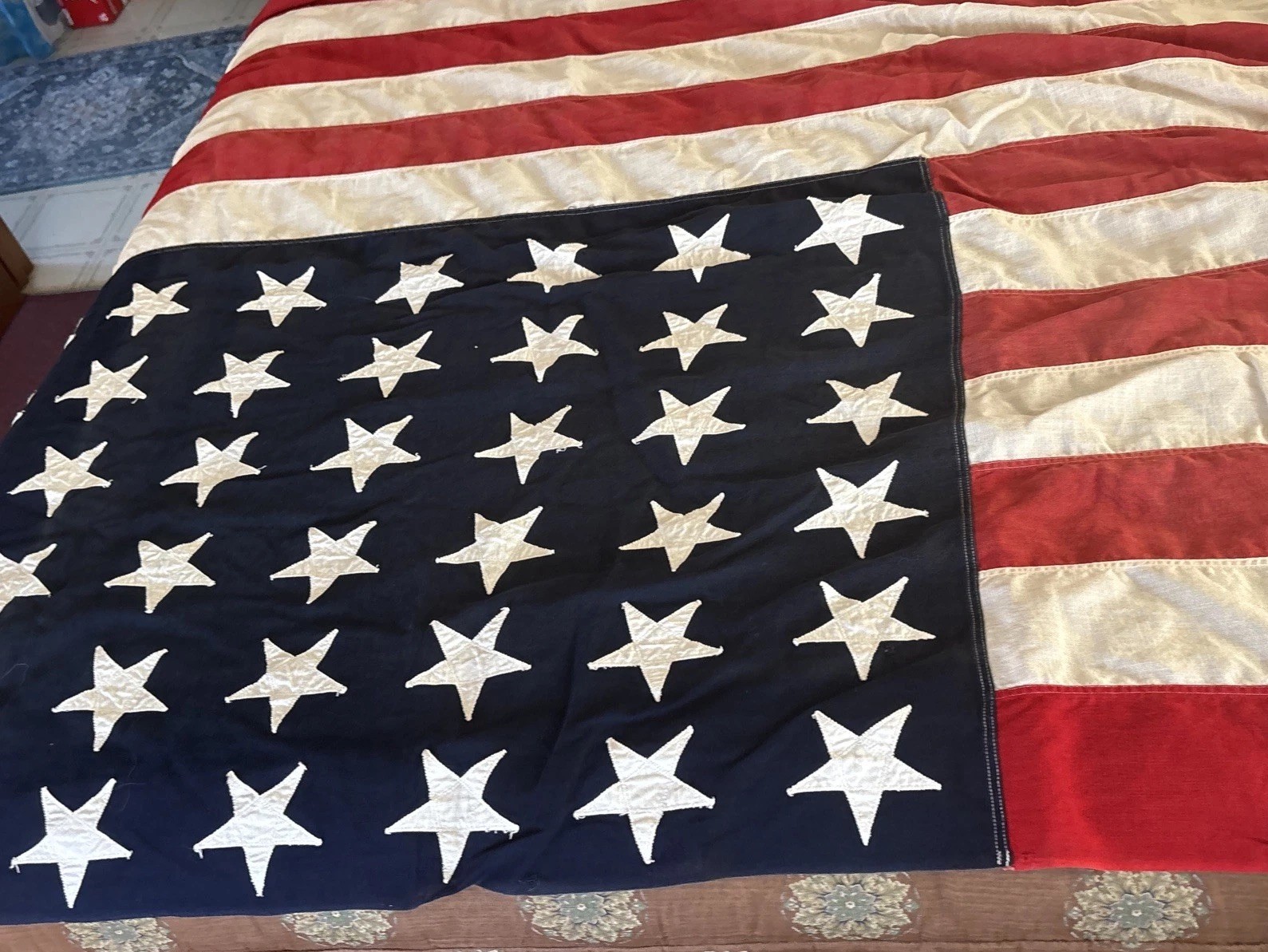 Vintage 48 Star United States Flag 4.4x9 Stars Sewn Stripe