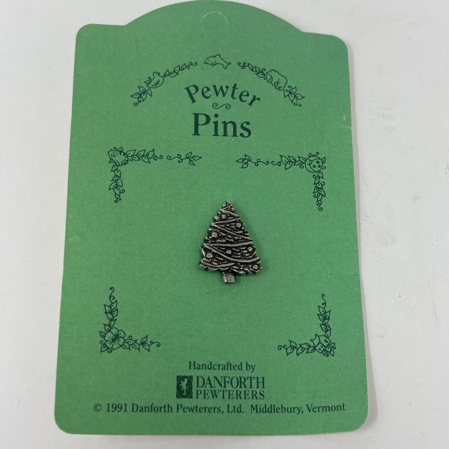 Vintage 1991 Danforth Pewterers Christmas Tree Pin Handcrafted Vermont NEW Vintage 1991 Danforth Pewterers Christmas Tree Pin Handcrafted Vermont NEW