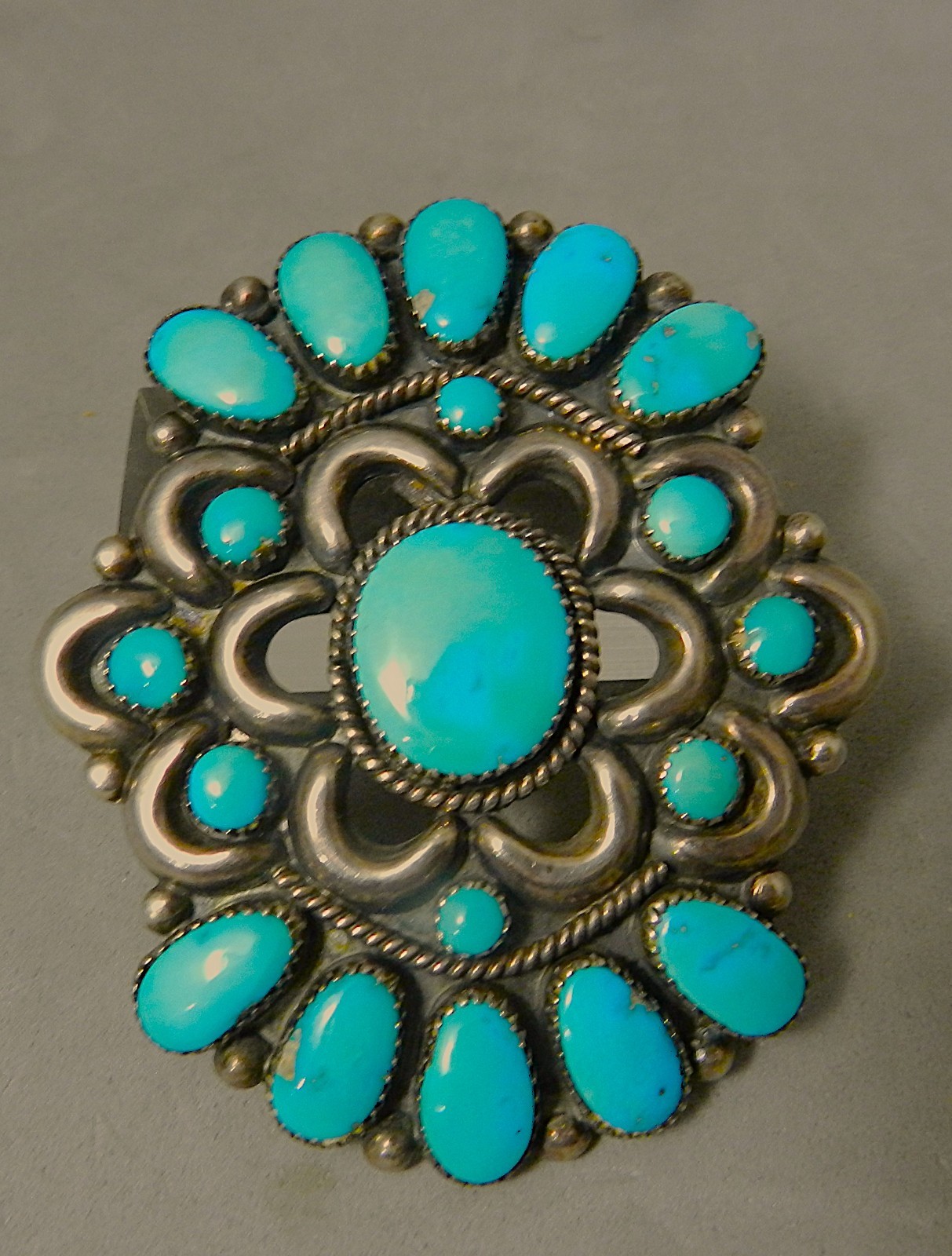 VTG ZUNI ROGER TSABETSAYE BLUE GEM & STERLING SILVER PENDANT,SGND, 3 VTG ZUNI ROGER TSABETSAYE BLUE GEM & STERLING SILVER PENDANT,SGND, 3