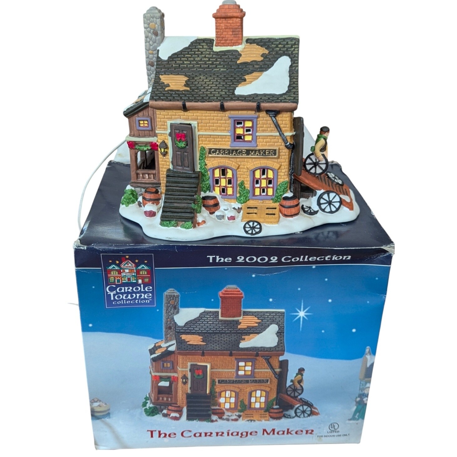 Carole Towne Christmas Carriage Maker Shop Lemax 2002 Original Packaging Carole Towne Christmas Carriage Maker Shop Lemax 2002 Original Packaging