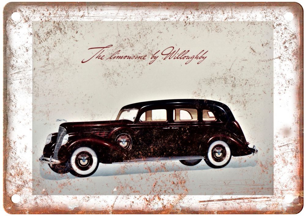 Vintage 1938-39 Lincoln Limousine by Willoughby Ad Retro Look Metal Sign A4065 Vintage 1938-39 Lincoln Limousine by Willoughby Ad Retro Look Metal Sign A4065
