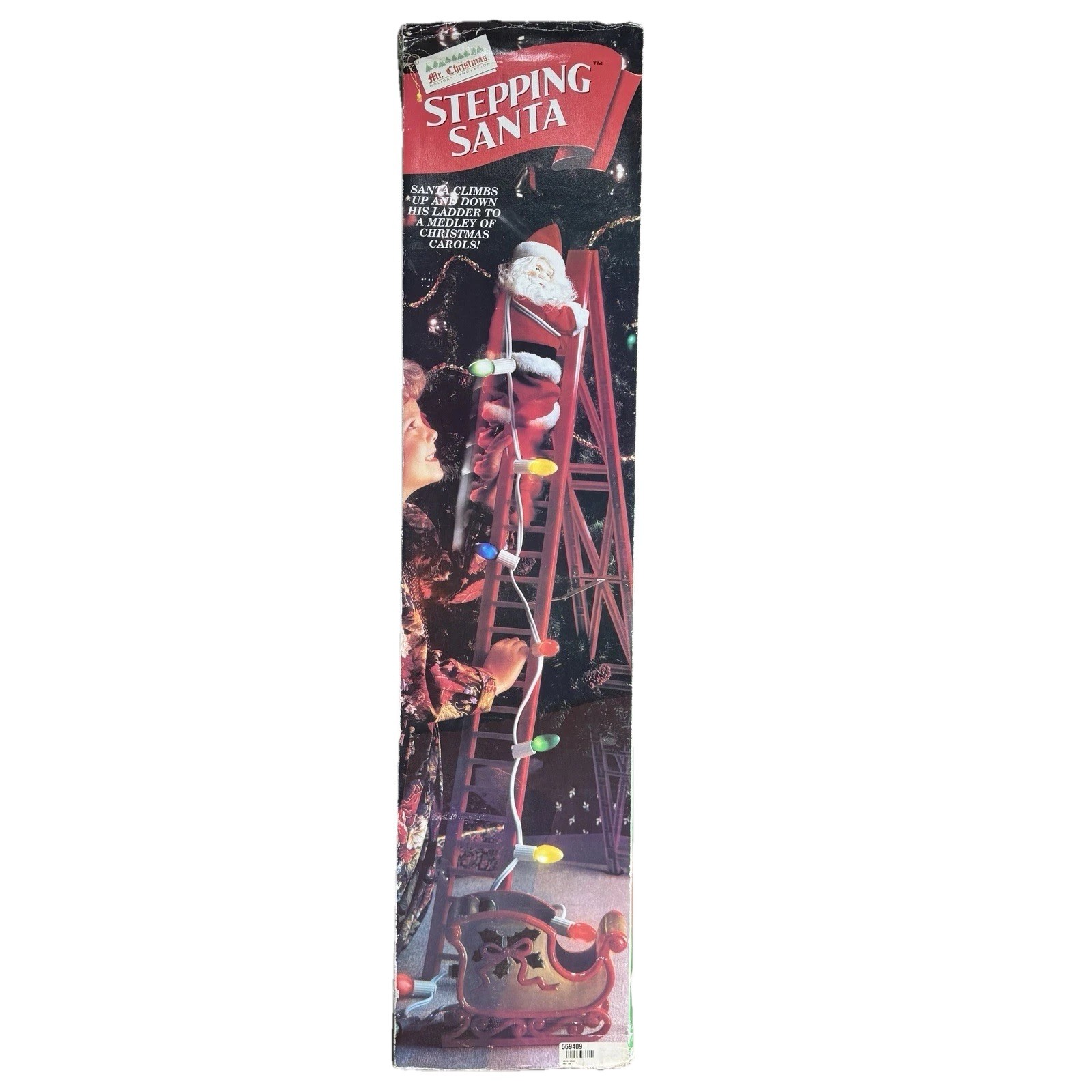 Vintage Mr Christmas 1994 Stepping Santa Ladder Sled Lights Music Motion Vintage Mr Christmas 1994 Stepping Santa Ladder Sled Lights Music Motion
