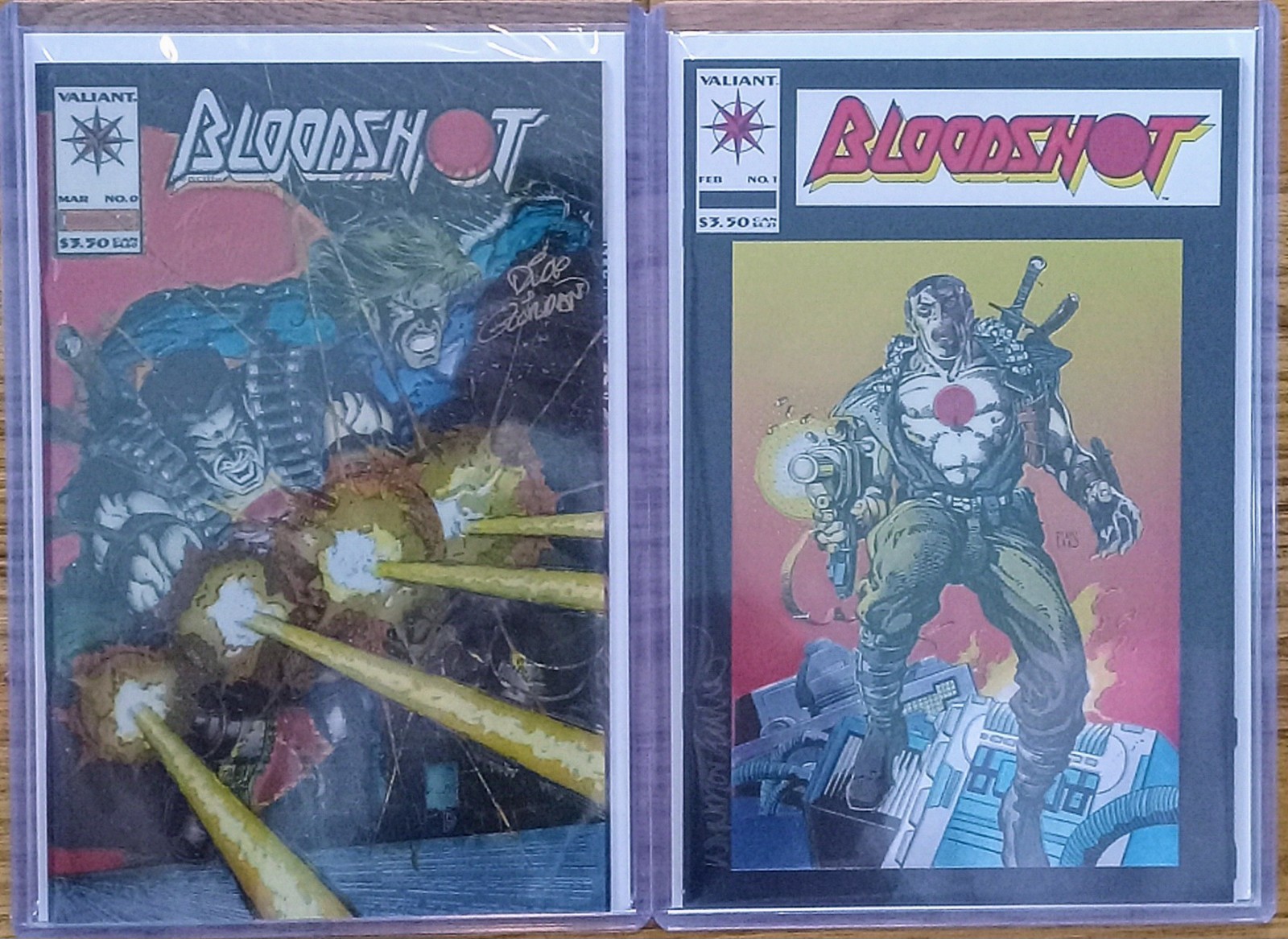 VALIANT CRAZY RARE LOT Bloodshot #1 Signed by BWS & #0 VVSS Cover Error - 1993 VALIANT CRAZY RARE LOT Bloodshot #1 Signed by BWS & #0 VVSS Cover Error - 1993