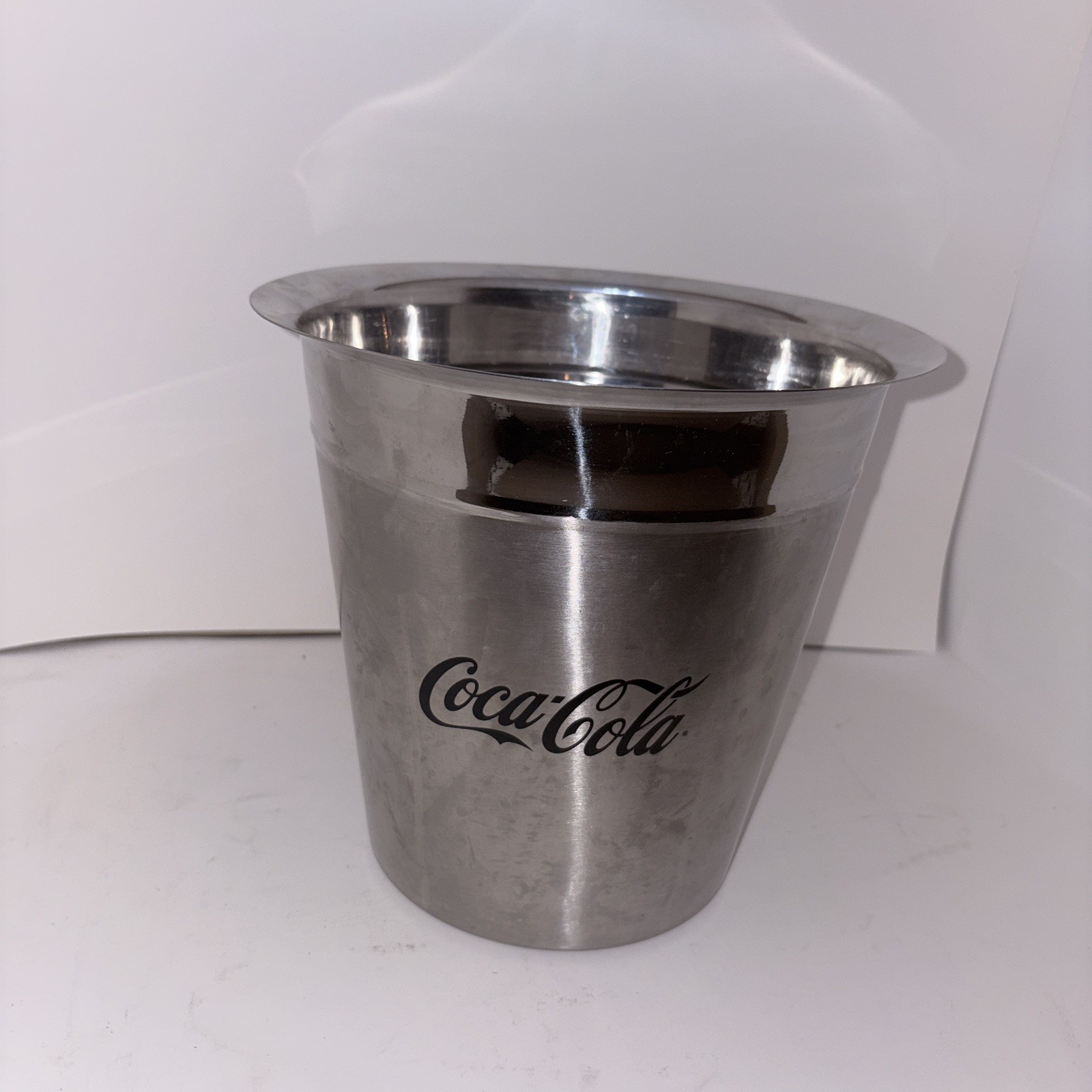 Vintage Coca-Cola Metal Stainless Steel Ice Bucket Cooler Champagne No Stand