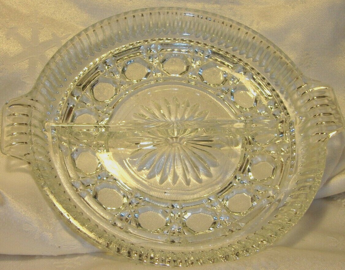 Elegant Vtg Clear Glass Divided Serving Relish Dish Tray Plate 7.25\