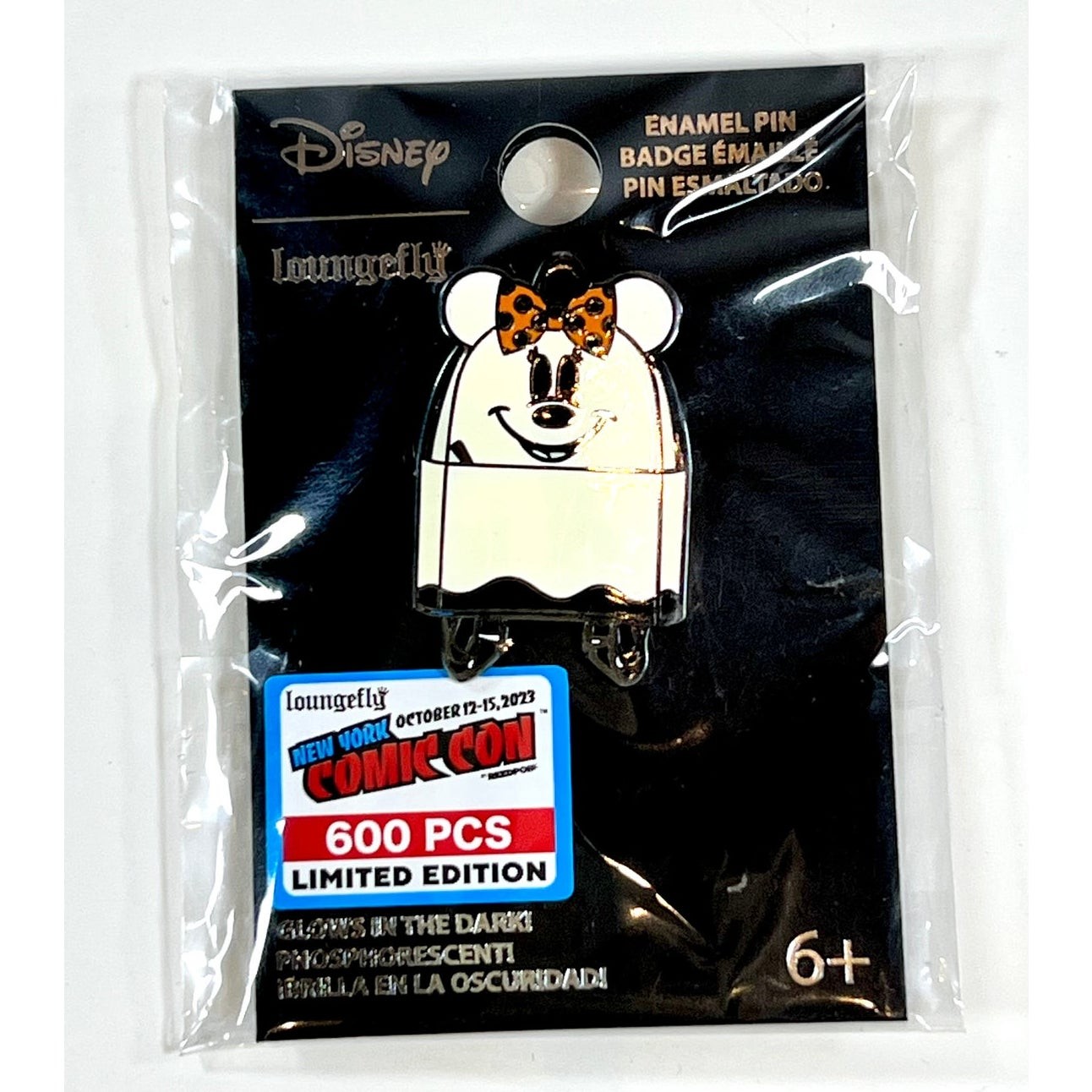 Loungefly Disney Minnie Mouse Ghost Backpack Pin NYCC 2023 LE 600 - GITD