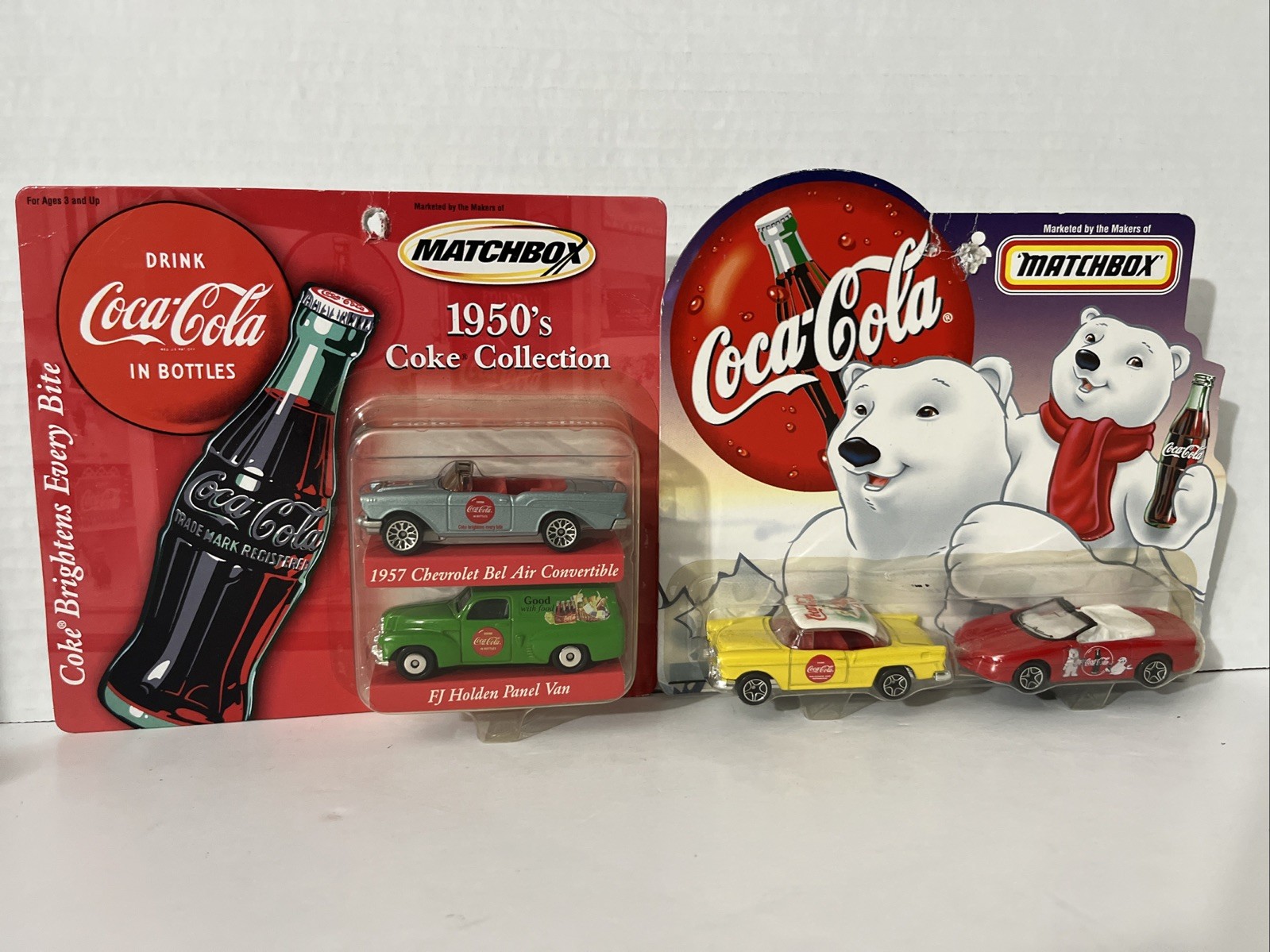 VTG Matchbox 1950's Coke Collection 2-Pack '57 Chevy & Polar Bear Father & Son