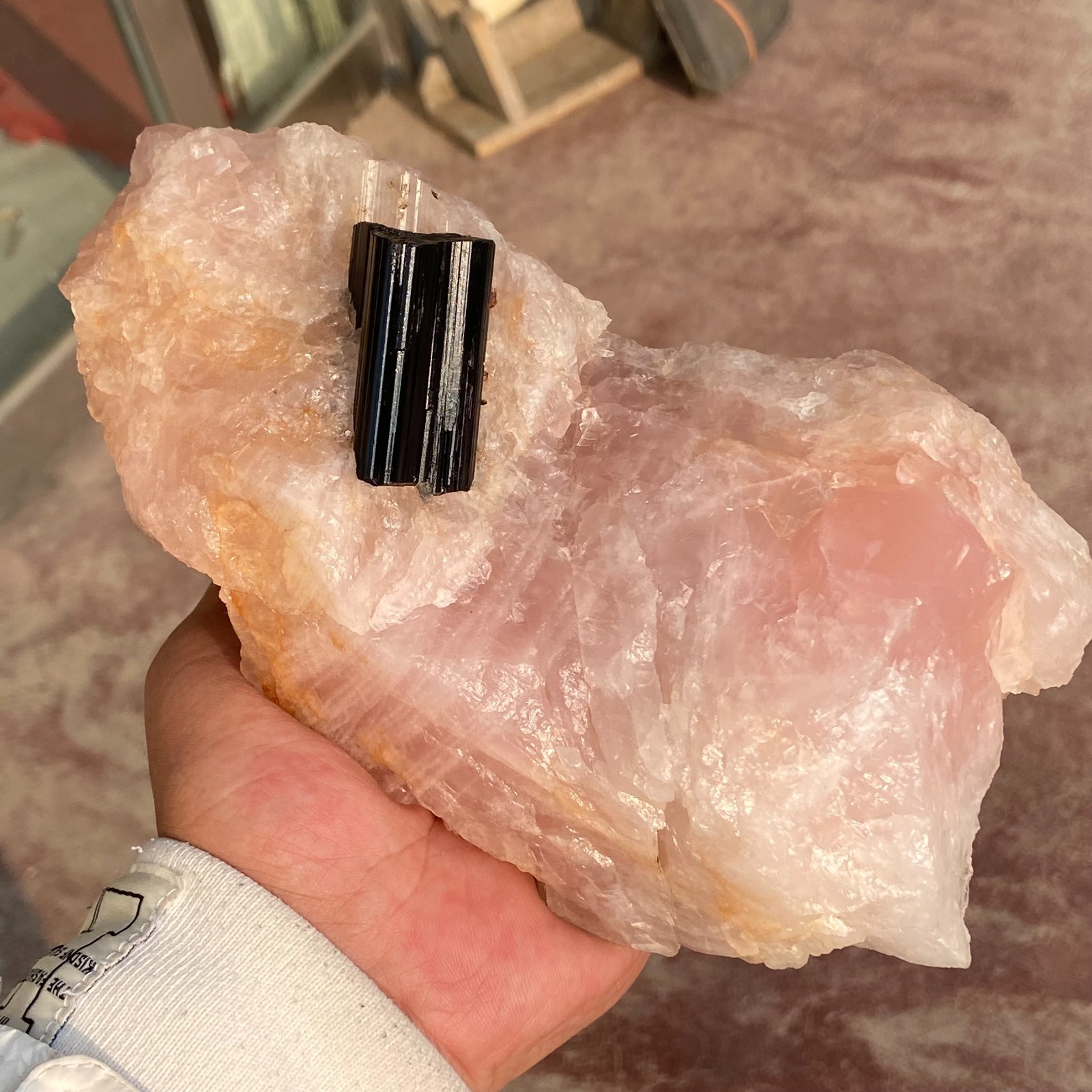 4.54LB Rare Natural Rose Quartz Raw Symbiotic Black Tourmaline Crystal Mineral